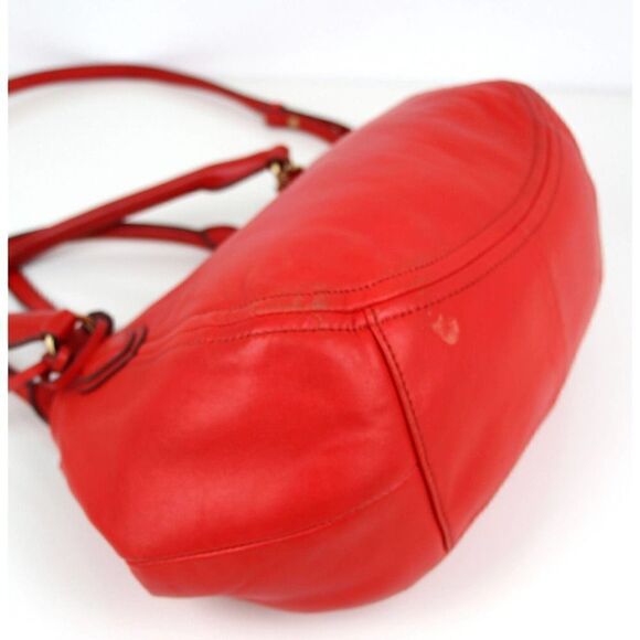 J.CREW RED GENUINE LEATHER THREE COMPARTMENTS HOBO SHOULDER BAG SATCHEL PURSE - Picture 7 of 16